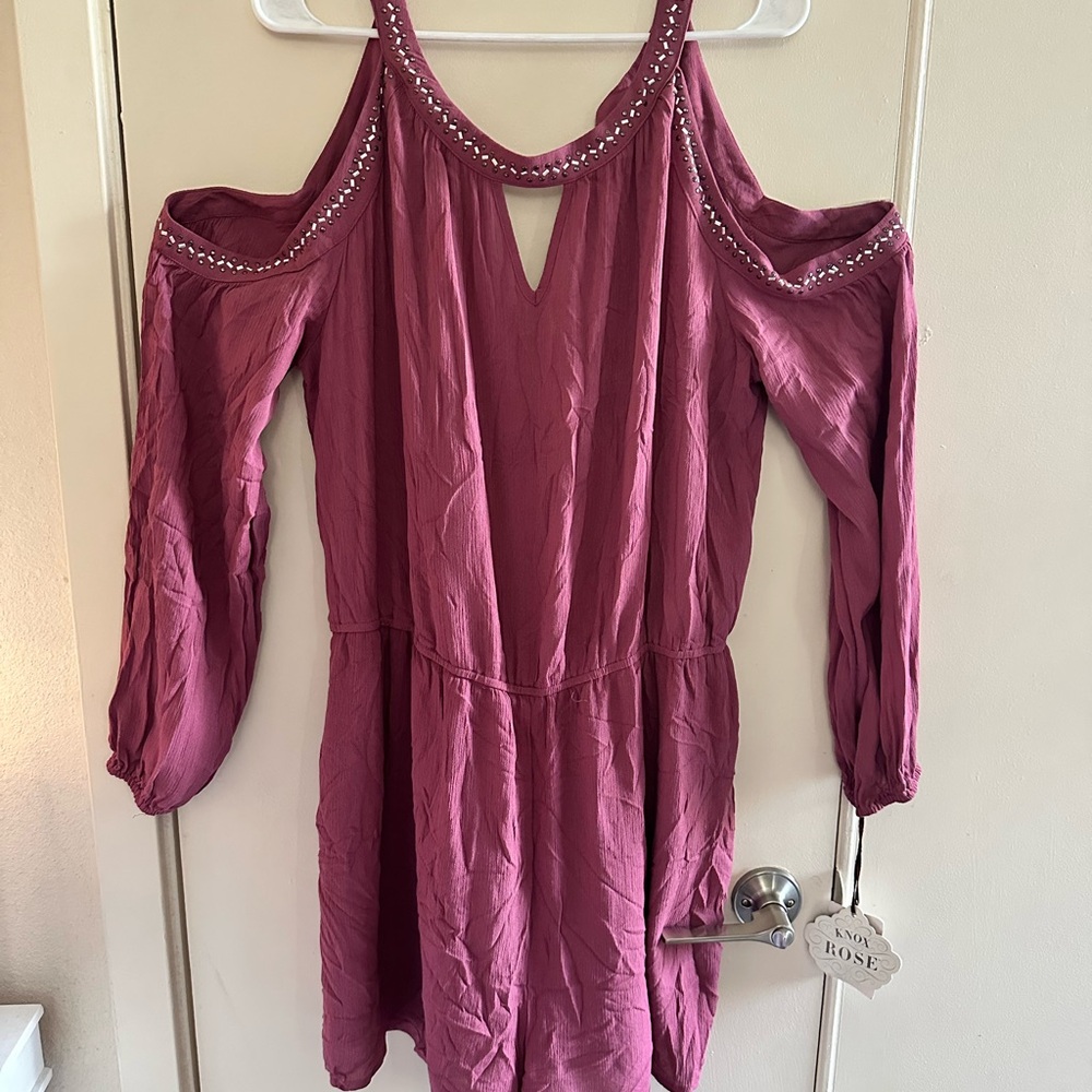 Cold Shoulder Romper with Studded Details - Pink